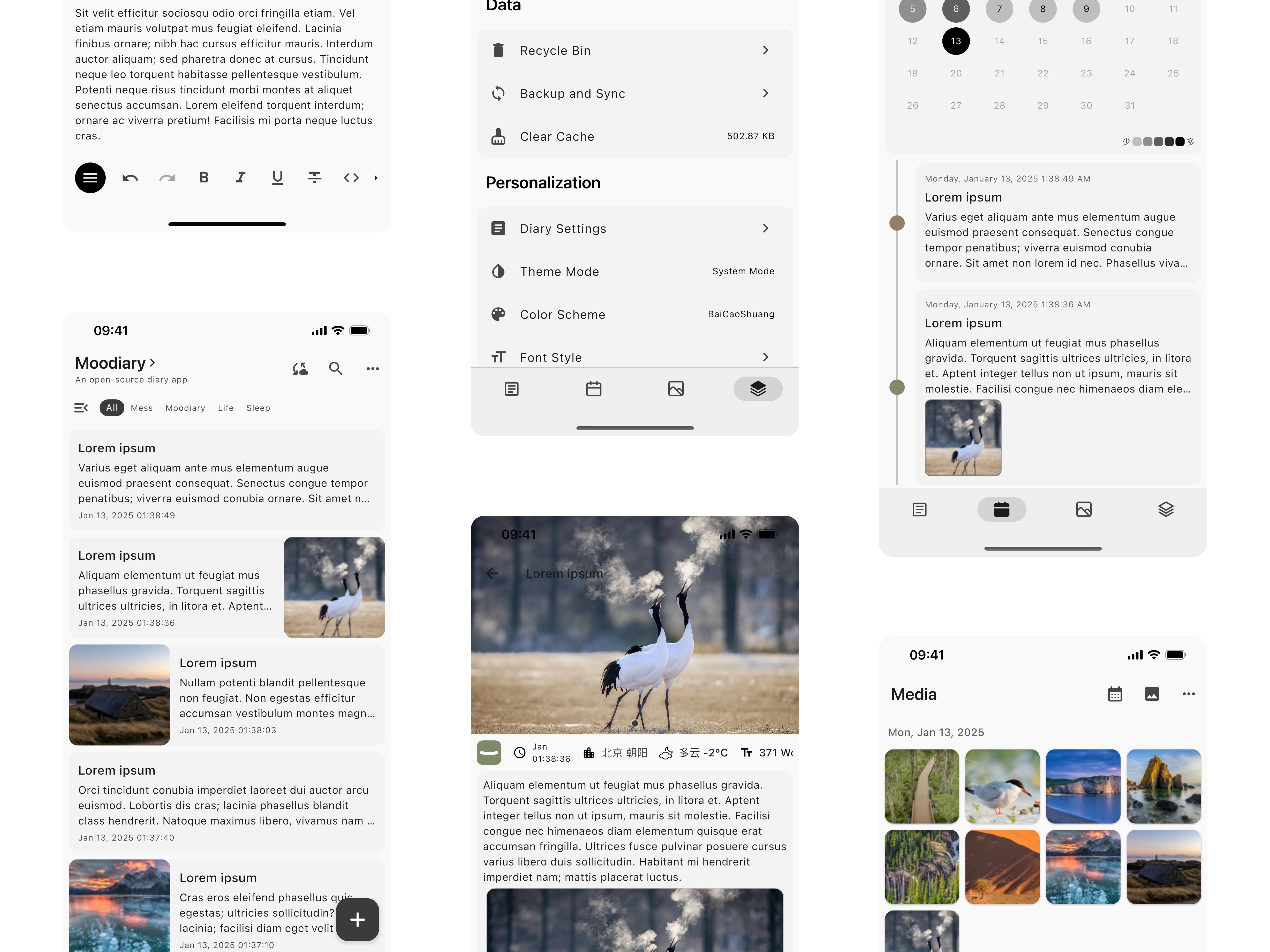 The mobile screenshot for moodiary.